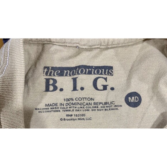 The Notorious B.I.G. Biggie Smalls Tan Graphic Short Sleeve T Shirt Mens Medium - Picture 4 of 5